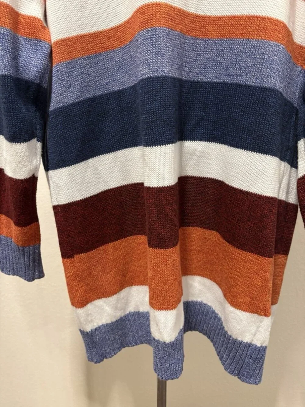 Ecowish Cardigan Sweater Women Small Open Front Color Block Knit